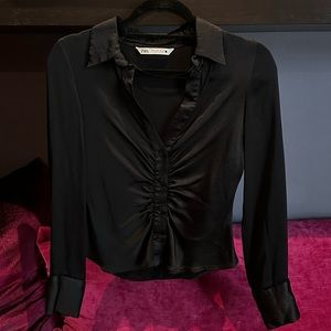 Zara Ruched Button Top